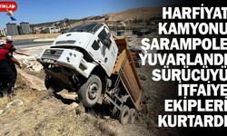 Hafriyat kamyonu şarampole yuvarlandı